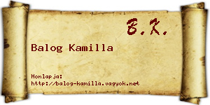 Balog Kamilla névjegykártya